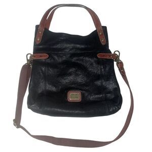 Fossil Sectioned Satchel Hobo Bag Shoulder Vintage Purse Handbag Convertible